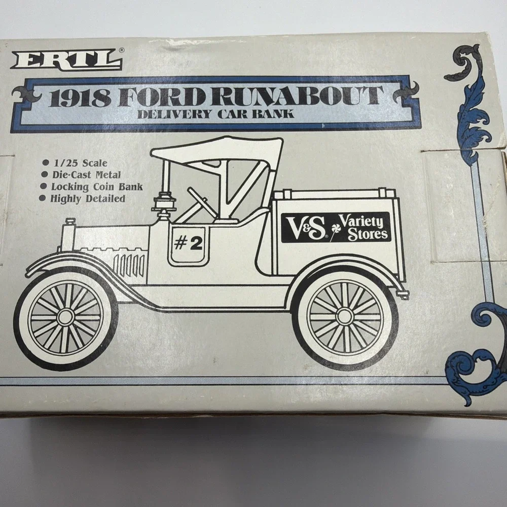 NEW ERTL 1918 Ford Runabout Delivery Car Bank 1/25 Scale V&S Variety Stores 7625